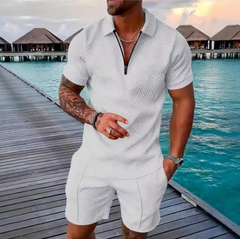 New Men's Summer Short Sleeve Shorts Casual Suit view 12