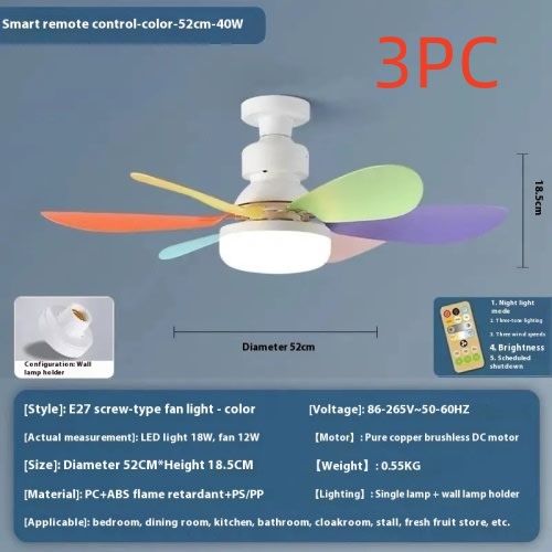 E27 Base LED Ceiling Fan Light With Remote Control 3 Color Lights Dimmable Lamp For Living Room Home Decor view 2