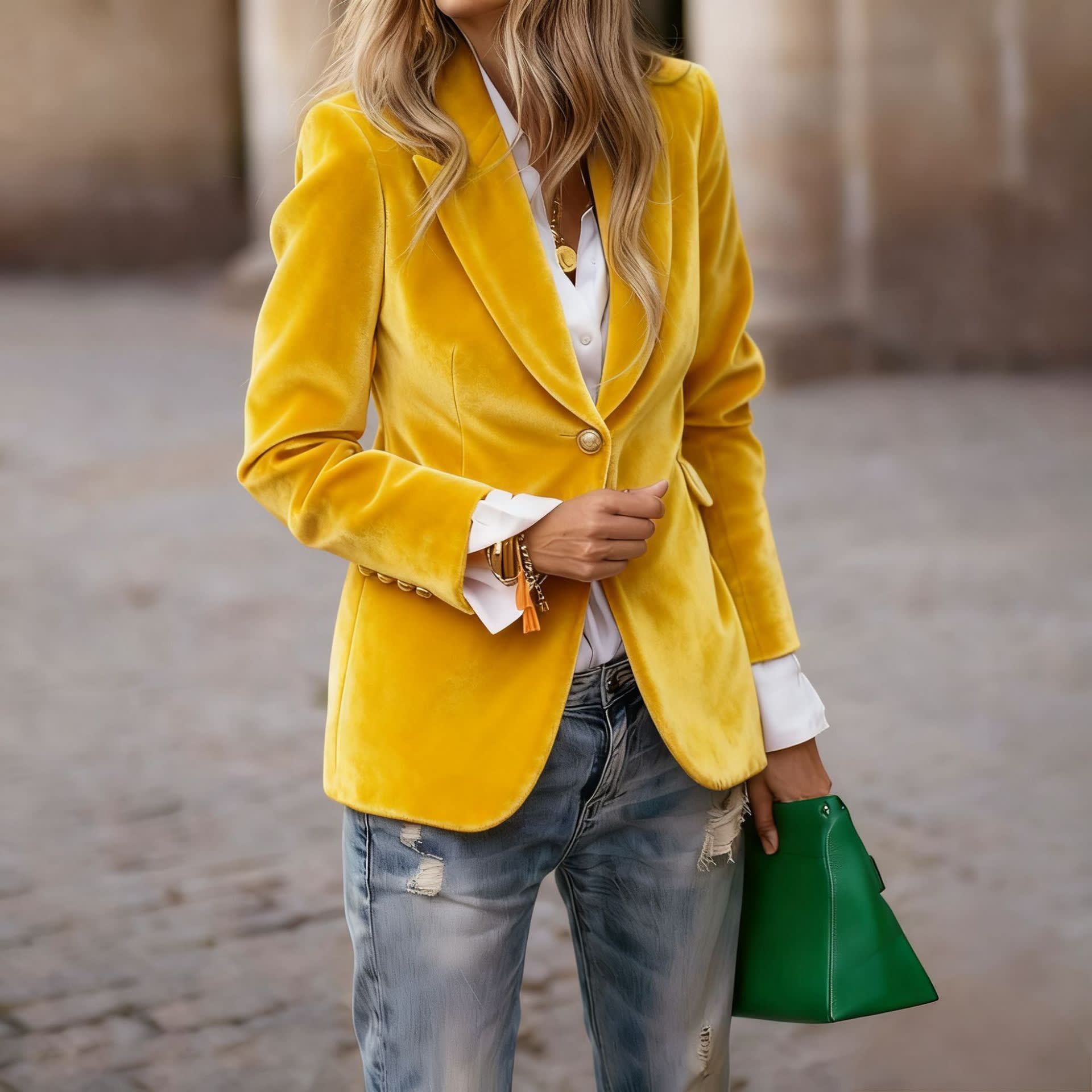 Velvet Lapel Casual Suit Business Fashion Slim Single-breasted Jacket Outwear Clothing For Women view 17