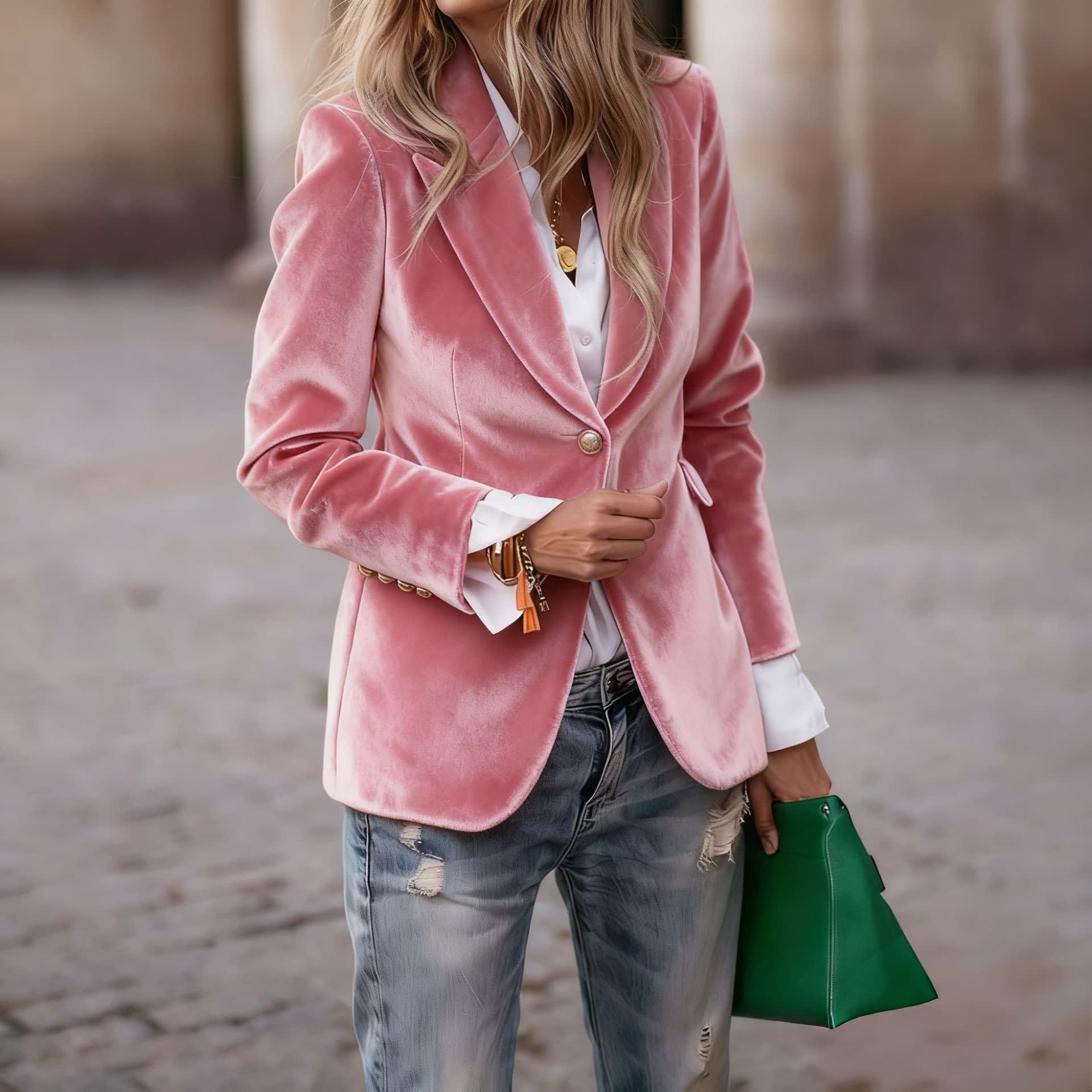 Velvet Lapel Casual Suit Business Fashion Slim Single-breasted Jacket Outwear Clothing For Women view 23