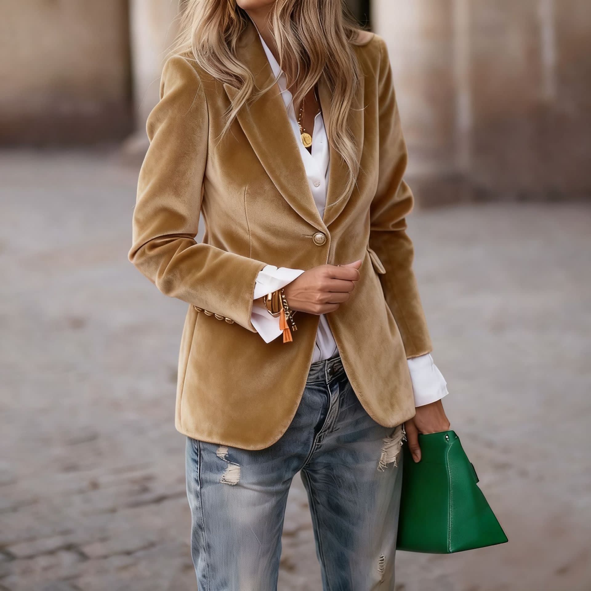 Velvet Lapel Casual Suit Business Fashion Slim Single-breasted Jacket Outwear Clothing For Women view 16