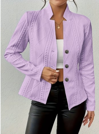 Women's Blazer Jacket Suit Coat Single-breasted Stand Collar Tops Slim Outerwear Temperament Office Jacket view 4
