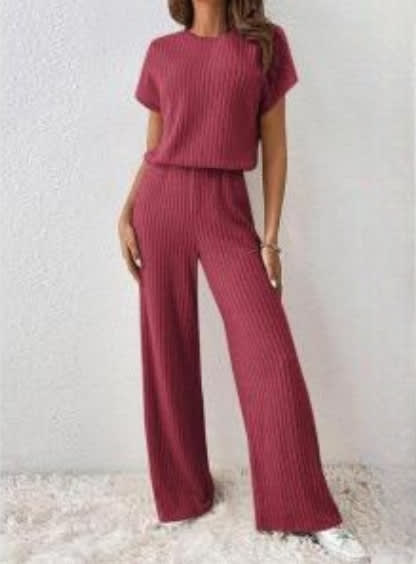 Women's Knitted Loose Wide-leg Pants Two-piece Suit view 5