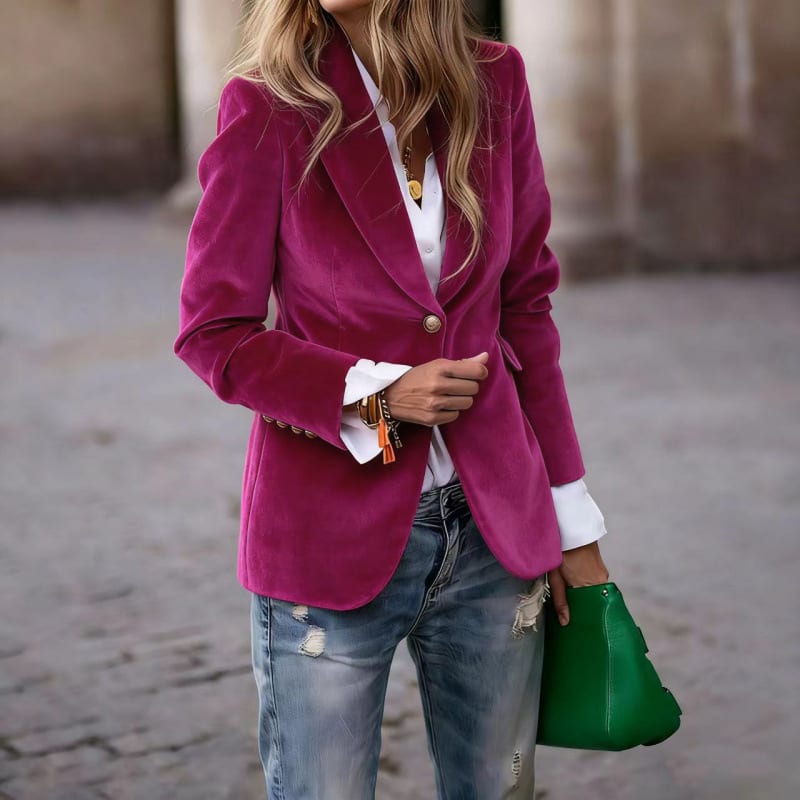 Velvet Lapel Casual Suit Business Fashion Slim Single-breasted Jacket Outwear Clothing For Women view 3
