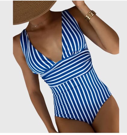 Striped One-piece Bikini Women's Swimsuit view 5