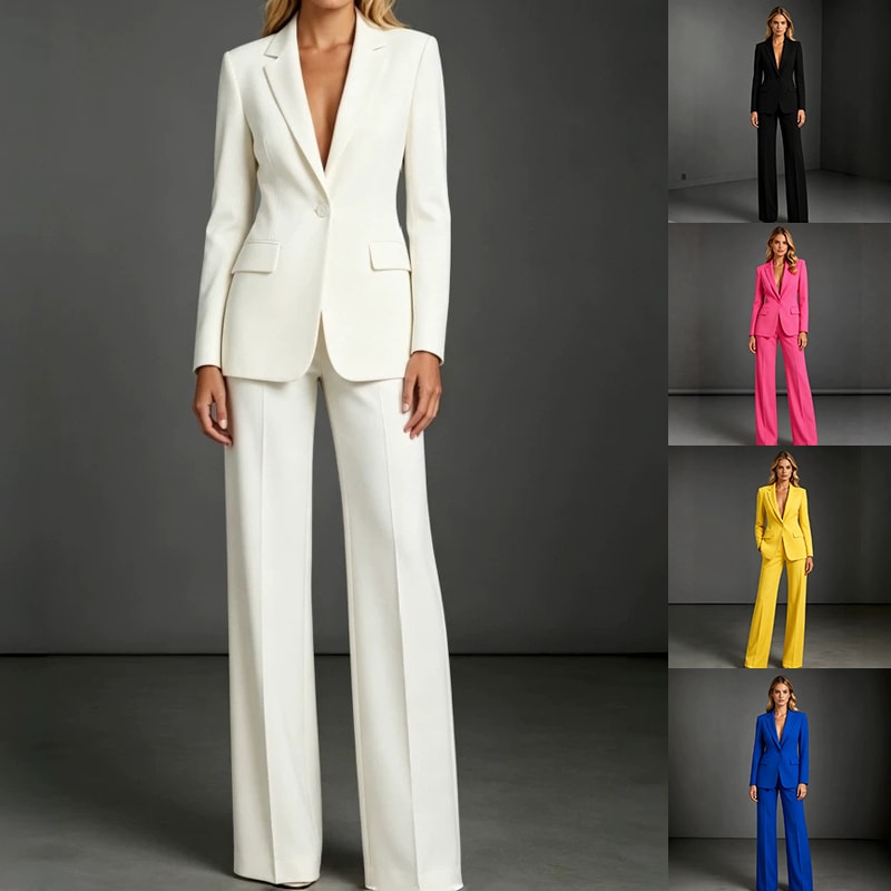 Women's Casual Suit Set - Slim Fit Blazer and Dress Pants Two Piece Office Outfit view 3