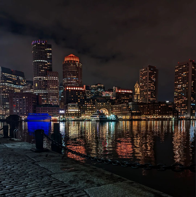 Boston Skyline from the Harbor: International Place - Boston Harbor  BeaconBoston Harbor Beacon