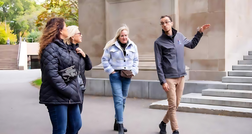 Tour guide and guests  