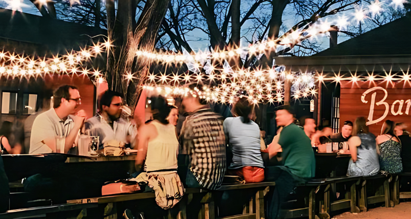 People at Rainy Street in Austin