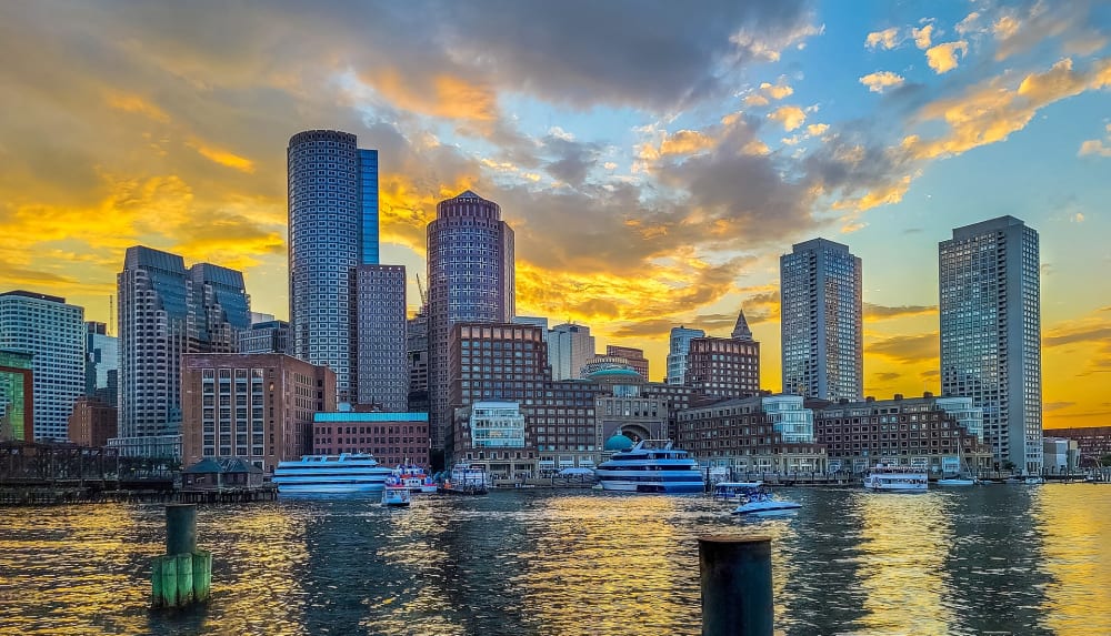 boston sunset harbor
