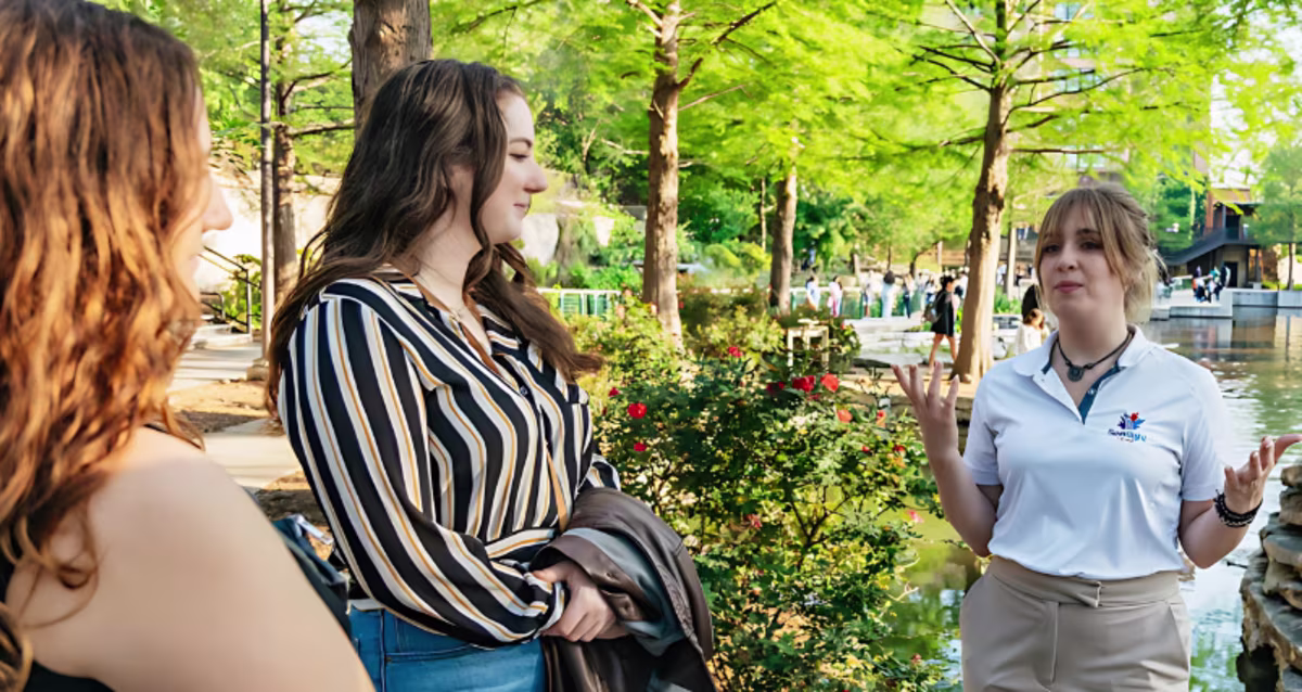 Tour guide wit guests at Prince Edward Island