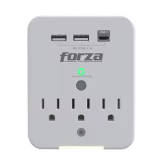 TOMACORRIENTE PROTECTOR DE TENSION FORZA 490J / 1875W / 3 SELDAS / USB / 120V CON INDICADOR VISUAL DE LUZ NOCTURNA