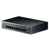 SWITCH POE IMOU DE 10 PUERTOS CON 8 PUERTOS POE 10/100 MBPS + 2 UPLINK GIGABIT, POTENCIA TOTAL 65W, SOPORTE IEEE 802.3AF/AT, MODO EXTENDIDO HASTA 250 METROS Y DISEÑO METÁLICO PARA VIDEOVIGILANCIA IP