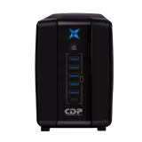 UPS CDP (CHICAGO DIGITAL POWER) MODELO R-UPR 508 NO BREAK CON REGULA PARADOR DE VOLTAJE INCORPORADO, CAPACIDAD DE 500VA/250W, DISEÑADO CON 8 TOMAS DE SALIDAS: 4 RESPALDO DE BATERÍA + AVR Y 4 CON SUPRESIÓN DE PICOS, BREAKER DE PROTECCIÓN CONTRA CORTO CIRCUITO O SOBRECARGA, MATERIAL ANTIFLAMA