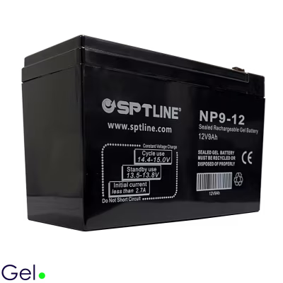 BATERIA DE GEL SPTLINE DE 12 VOLTIOS Y 9 AMPERIOS SIN DERRAMES