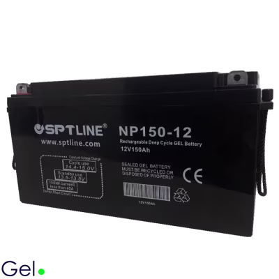 BATERIA SPTLINE DE GEL CON CUCLO PROFUNDO DE 12 VOLTIOS Y 15O AMPERIOS, BAJA AUTODESCARGA, SIN DERRANES Y LIBRE DE MANTENIMIENTO