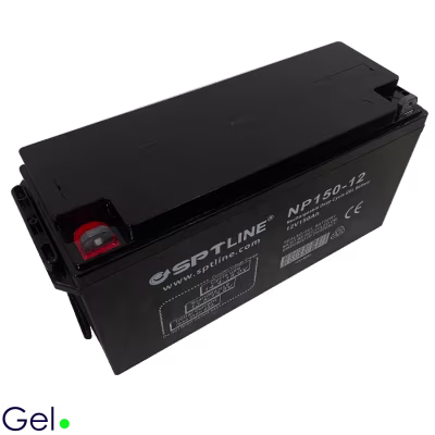 BATERIA SPTLINE DE GEL CON CUCLO PROFUNDO DE 12 VOLTIOS Y 15O AMPERIOS, BAJA AUTODESCARGA, SIN DERRANES Y LIBRE DE MANTENIMIENTO