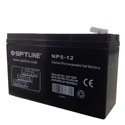 BATERÍA RECARGABLE DE GEL SELLADA DE 12 VOLTIOS 5 AMPERIOS, LIBRE DE MANTENIMIENTO, DE ALTA DURABILIDAD Y SEGURIDAD PARA SISTEMAS DE ENERGÍA, UPS, EQUIPOS ELECTRÓNICOS Y APLICACIONES DE RESPALDO CONTINUO