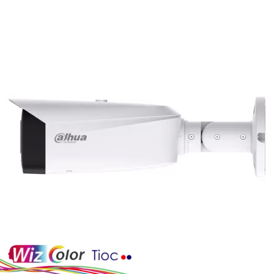 CÁMARA DE VIGILANCIA DAHUA CON RESOLUCIÓN 4K ULTRA HD, VISIÓN A TODO COLOR LAS 24 HORAS, LENTE DE 2.8MM, TECNOLOGÍA DE INTELIGENCIA ARTIFICIAL CON DETECCIÓN DE PERSONAS Y VEHÍCULOS, ILUMINACIÓN INTELIGENTE, AUDIO BIDIRECCIONAL, MICRÓFONO INTEGRADO, SIRENA Y LUZ ESTROBOSCÓPICA, PROTECCIÓN IP67 Y PoE