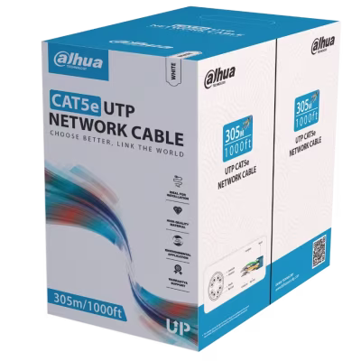 CABLE DE RED U/UTP CAT5E DE 305 METROS 100% COBRE COLOR BLANCO CON CERTIFICACIÓN CPR ECA, ALTO RENDIMIENTO EN TRANSMISIÓN DE DATOS Y DISEÑO FLEXIBLE PARA INSTALACIONES INTERIORES PROFESIONALES