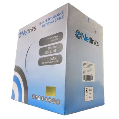 CABLE NETLINKS UTP CATEGORIA 5E 100% COBRE 24 AWG 4PARES / COLOR BLANCO IDEAL PARA INSTALACIONES DE LARGA DURACIÓN