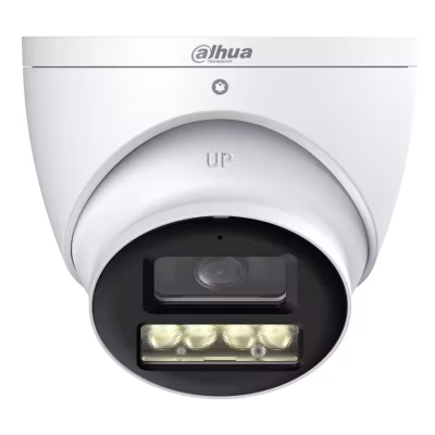 CAMARA DE VIGILANCIA DAHUA TIPO DOMO ANALOGA DE 5MP HDCVI CON ILUMINACIÓN SMART DUAL, LENTE FIJA 2.8MM Y MICROFONO INTEGRADO PARA MONITOREO INTERIOR Y EXTERIOR