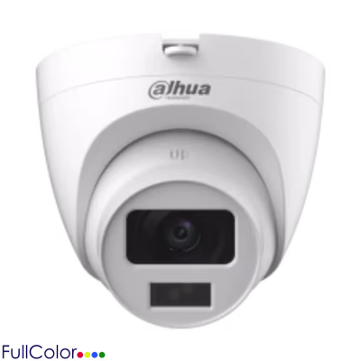 CAMARA DOMO DAHUA ANALOGA DE 2MPX  FULLCOLOR / ILUMINACION INTELIGENTE CON LUZ CALIDA  / 4 SEÑALES A TRAVES DE UN CABLE COAXIAL / 3DNR AVANZADO