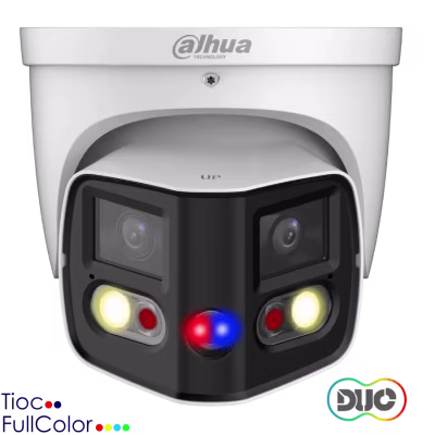 CAMARA IP WIZSENSE DE GLOBO OCULAR DE FOCAL FIJA Y EMPALME TIOC DUO DE 2X4MP / SMD4.0 / EPTZ / LUZ DUAL INTELIGENTE / DESARMADO DE UN TOQUE / DISUASION ACTIVA DE SIRENA Y LUZ Y PROTECCION IP67