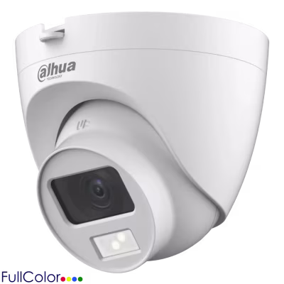 **CÁMARA DOMO 2 MEGAPÍXELES HDCVI CON DOBLE LUZ INTELIGENTE, ILUMINACIÓN BLANCA Y LED IR, LENTE FIJO PARA VIGILANCIA INTERIOR Y EXTERIOR, IMAGEN CLARA A COLOR DE NOCHE, IDEAL PARA SISTEMAS CCTV EN REMATE**