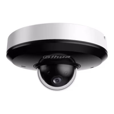CÁMARA PTZ DAHUA CON RESOLUCIÓN DE 4 MEGAPÍXELES, ZOOM ÓPTICO 4X, VISIÓN NOCTURNA IR, RANGO PAN-TILT AMPLIO, SEGUIMIENTO INTELIGENTE, COMPATIBLE CON EXTERIORES, RESISTENTE AL CLIMA Y DISEÑADA PARA MONITOREO EN TIEMPO REAL 24/7
