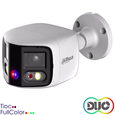 CAMARA DE RED DAHUA WIZSENSE BULLET CON LENTE FIJO Y EMPALME TIOC DUO DE 2X4MPX / EPTZ / SMD 4.0. / SIRENA Y LUZ DE DISUASION ACTIVA / SEGURIDAD CIBERNETICA / DOBLE LUZ INTELIGENTE
