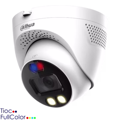 CAMARA DAHUA DE 5MPX CON LENTE FIJO DE 2.8MM, CON AUDIO, TECNOLOGIA TIOC, DISUASION ACTIVA Y PROTECCION IP67