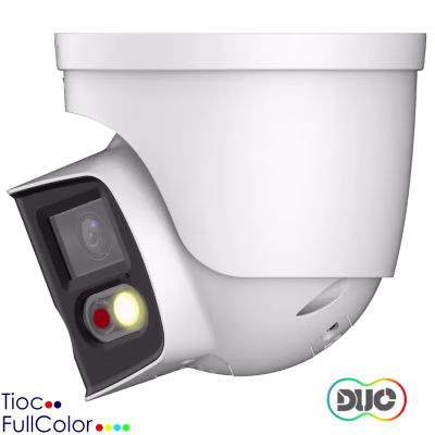 CAMARA IP WIZSENSE DE GLOBO OCULAR DE FOCAL FIJA Y EMPALME TIOC DUO DE 2X4MP / SMD4.0 / EPTZ / LUZ DUAL INTELIGENTE / DESARMADO DE UN TOQUE / DISUASION ACTIVA DE SIRENA Y LUZ Y PROTECCION IP67