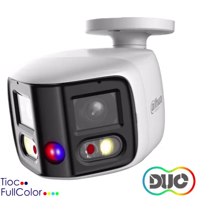 CAMARA DE RED DAHUA WIZSENSE BULLET CON LENTE FIJO Y EMPALME TIOC DUO DE 2X4MPX / EPTZ / SMD 4.0. / SIRENA Y LUZ DE DISUASION ACTIVA / SEGURIDAD CIBERNETICA / DOBLE LUZ INTELIGENTE
