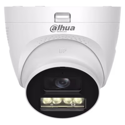 CÁMARA TIPO DOMO HDCVI DE 5 MP CON LENTE FIJO, ILUMINACIÓN DUAL INTELIGENTE, VISIÓN NOCTURNA IR Y LUZ BLANCA, ALTA DEFINICIÓN, AMPLIO RANGO DINÁMICO Y DISEÑO COMPACTO RESISTENTE PARA INTERIORES Y EXTERIORES EN SISTEMAS CCTV