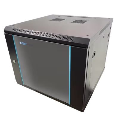 GABINETE DE 9U NETLINKS DESARMADO PARA PARED DE 600X600mm CON CAPACIDAD DE 2 ABANICOS Y APERTURA DE AMBOS LADOS