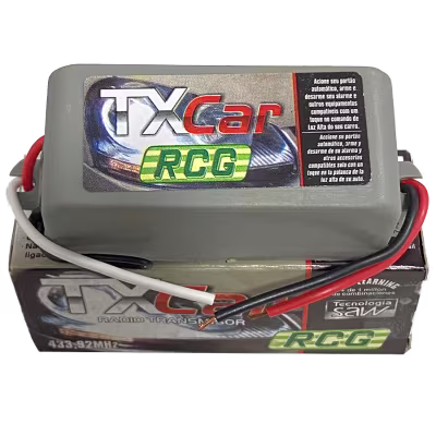 RADIO TRANSMISOR TX CAR 433.92MHZ PARA MOTORES MARCA RCG FACILITA LA APERTURA/CIERRE DEL PORTÓN DESDE UNA DISTANCIA DE 30/70M DEPENDIENDO DEL LUGAR EN EL QUE ESTÉ COLOCADO