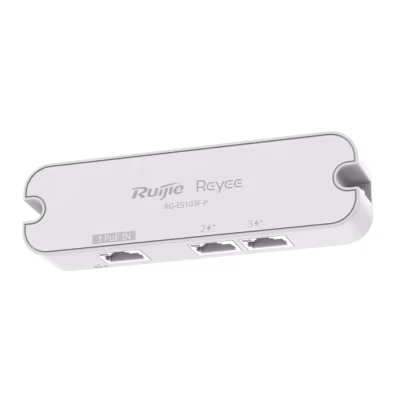 SWITCH POE NO ADMINISTRABLE REYEE DE 3 PUERTOS FAST ETHERNET CON 2 PUERTOS POE+, 1 PUERTO POE-IN, PRESUPUESTO POE DE 30 W, PROTECCIÓN CONTRA SOBRETENSIONES DE 4 KV, PLUG & PLAY PARA CÁMARAS IP Y REDES CCTV