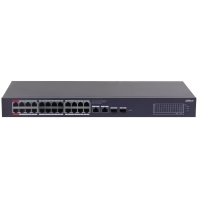 CONMUTADOR GIGABIT ADMINISTRABLE EN LA NUBE DE 28 PUERTOS CON 24 PUERTOS POE, 375W DE POTENCIA TOTAL, 2 PUERTOS UPLINK RJ45, 2 PUERTOS SFP, GESTIÓN WEB Y DOLYNK CARE, SOPORTE VLAN, STP, RSTP Y POE INTELIGENTE PARA REDES EMPRESARIALES Y VIDEOVIGILANCIA IP