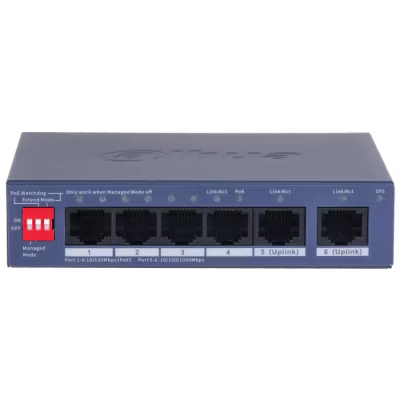 SWITCH DE ESCRITORIO GESTIONADO EN LA NUBE DE 6 PUERTOS CON 4 PUERTOS POE, 2 PUERTOS GIGABIT UPLINK, ADMINISTRACIÓN REMOTA INTELIGENTE Y ALTO RENDIMIENTO PARA REDES CCTV Y EMPRESARIALES