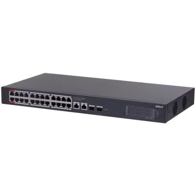 CONMUTADOR GIGABIT ADMINISTRABLE EN LA NUBE DE 28 PUERTOS CON 24 PUERTOS POE, 375W DE POTENCIA TOTAL, 2 PUERTOS UPLINK RJ45, 2 PUERTOS SFP, GESTIÓN WEB Y DOLYNK CARE, SOPORTE VLAN, STP, RSTP Y POE INTELIGENTE PARA REDES EMPRESARIALES Y VIDEOVIGILANCIA IP