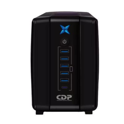 UPS CDP (CHICAGO DIGITAL POWER) MODELO R-UPR 508 NO BREAK CON REGULA PARADOR DE VOLTAJE INCORPORADO, CAPACIDAD DE 500VA/250W, DISEÑADO CON 8 TOMAS DE SALIDAS: 4 RESPALDO DE BATERÍA + AVR Y 4 CON SUPRESIÓN DE PICOS, BREAKER DE PROTECCIÓN CONTRA CORTO CIRCUITO O SOBRECARGA, MATERIAL ANTIFLAMA