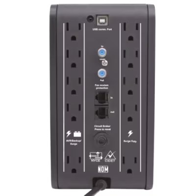 UPS CDP MODELO R-SMART1010 CON REGULADOR DE VOLTAJE / CON CAPACIDAD DE 1000VA / 500W CON VOLTAJE DE 110/120Vca / FRECUENCIA 50Hz o 60Hz / ONDA SENOIDAL SIMULADA Y TIEMPO DE RESPALDO DE HASTA 40 MINUTOS