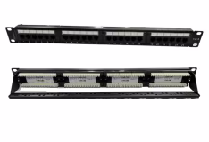 Patch Panel CAT6 de 24 puertos con soporte para cables