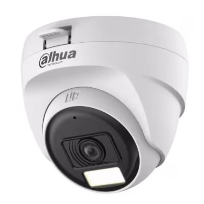 Cámara Domo 2MP Dahua Smart Dual Light Lente fijo 2.8mm IR 25m Vision nocturna a Color Plastico