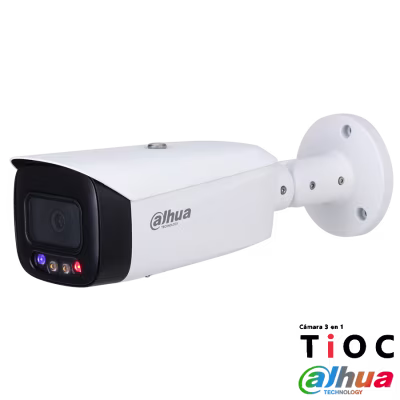 Cámara IP Bullet Dahua 5MP TIOC / Lente fijo de 2.8mm / Full Color / Audio / Disuación Activa / SMD Plus / IP67