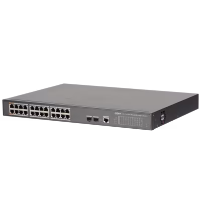 SWITCH GESTIONADO GIGABIT POE DE 24 PUERTOS CON CONFIGURACION WEB, TELNET, CLI COMMAND Y DISEÑO DE ALTA PROTECCION DE EMC