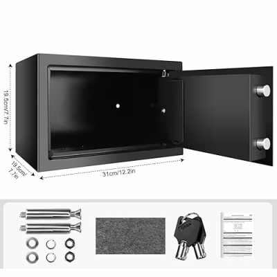 Caja Fuerte Digital con combinacion electronica Para pared 30x20x20 con juego de llaves Color Negro