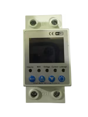 Protector de Voltaje electrico digital ajustable monofasico 110V de 60Ah Pantalla de visualización de 2 filas Wifi