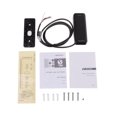 Lector de Proximidad HIKVISION / Wiegand 26-32Bits / RS-485 / tarjetas (MIFARE 13.56Mhz) / IP65 / Diseño Watchdog / No incluye Transforma